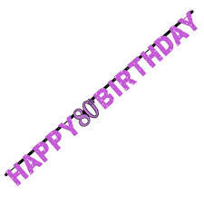 PINK PRISMATIC HAPPY 80TH BIRTHDAY JOINTED LETTER BANNER
