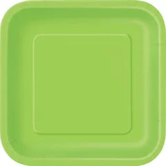 KIWI GREEN LARGE SQUARE PAPER PLATES (PACK OF 20)