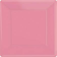 NEW PINK SMALL SQUARE PAPER PLATES (PACK OF 20)
