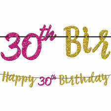 GLITTER 30TH BIRTHDAY LETTER BANNER