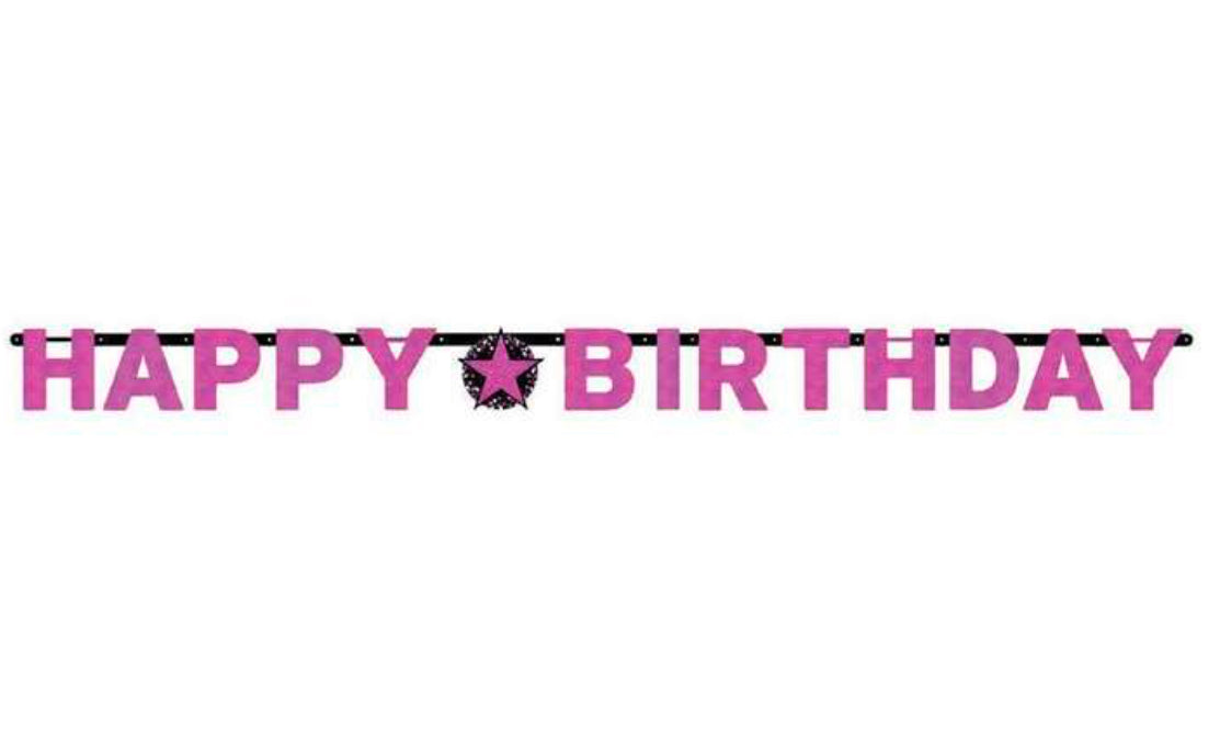 PINK SPARKLING CELEBRATIONS HAPPY BIRTHDAY LETTER BANNER