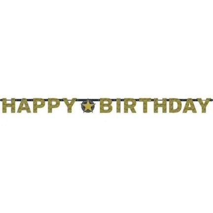 SPARKLING CELEBRATION GOLD HAPPY BIRTHDAY LETTER BANNER