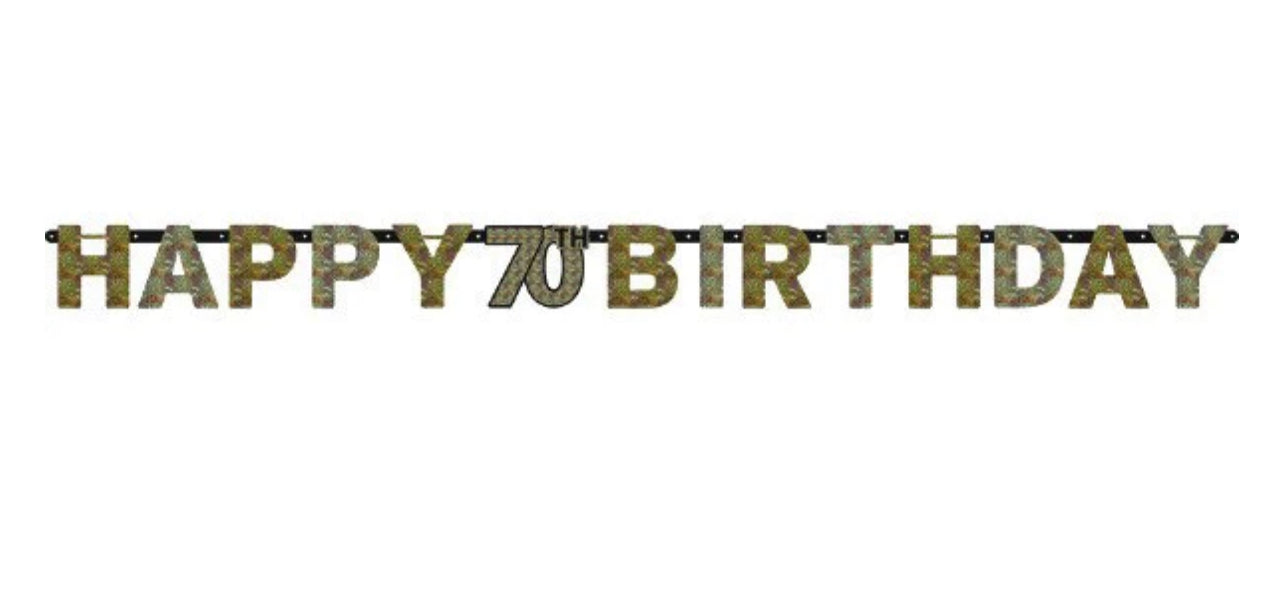 HAPPY 70TH BIRTHDAY JOINTED LETTER BANNER
