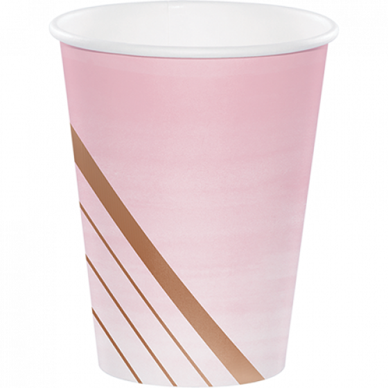 ROSE ALL DAY PINK WITH ROSE GOLD FOIL STRIPE CUPS