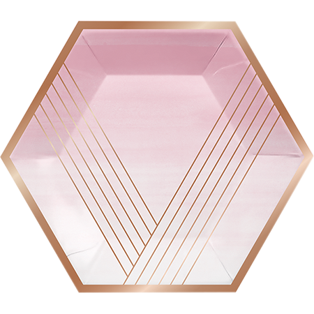 Octagonal Pink + Rose Gold Plate