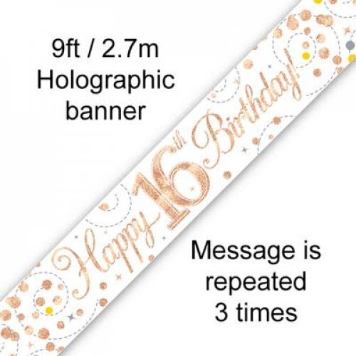 16th Rose Gold Glitz Banner