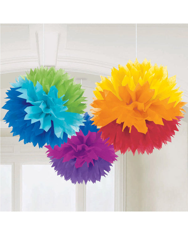 Fluffy Hanging Rainbow Tissue Decorations