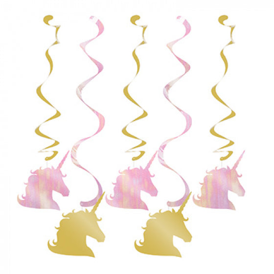 UNICORN SPARKLE DANGLING DECORATIONS (PACK OF 5)
