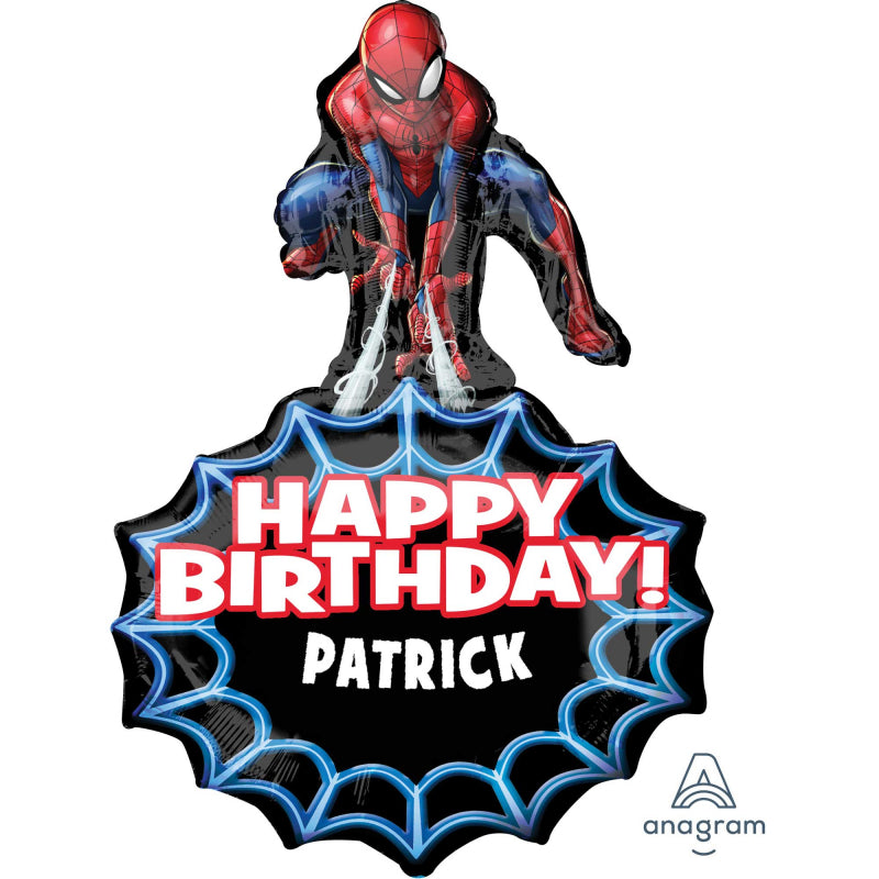 SUPERSHAPE XL PERSONALIZED SPIDERMAN HAPPY BIRTHDAY