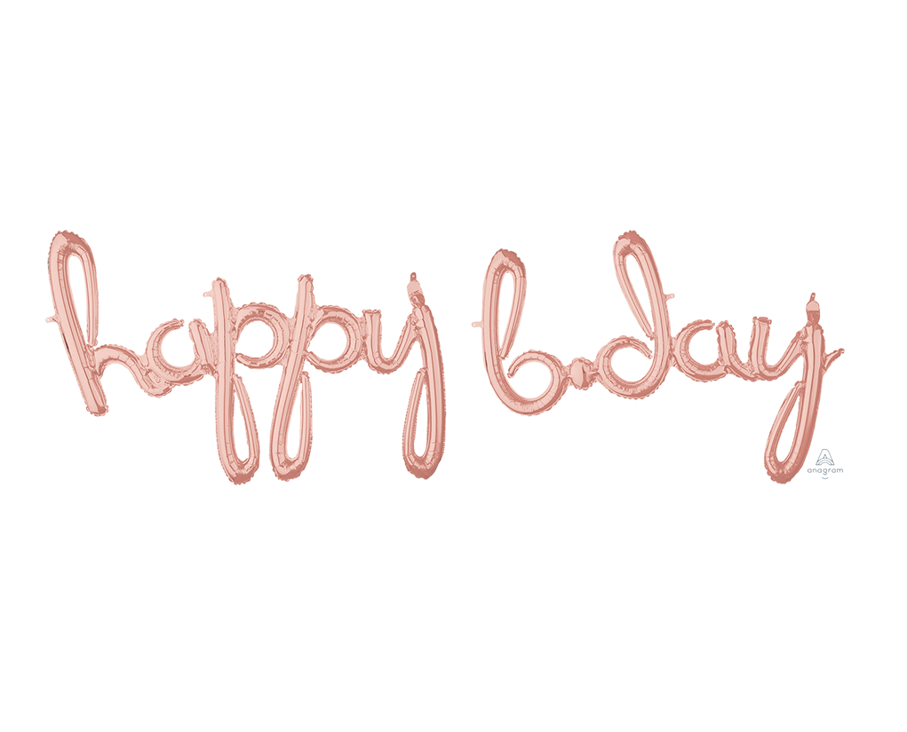 Happy B.day Rose Gold Script Decoration