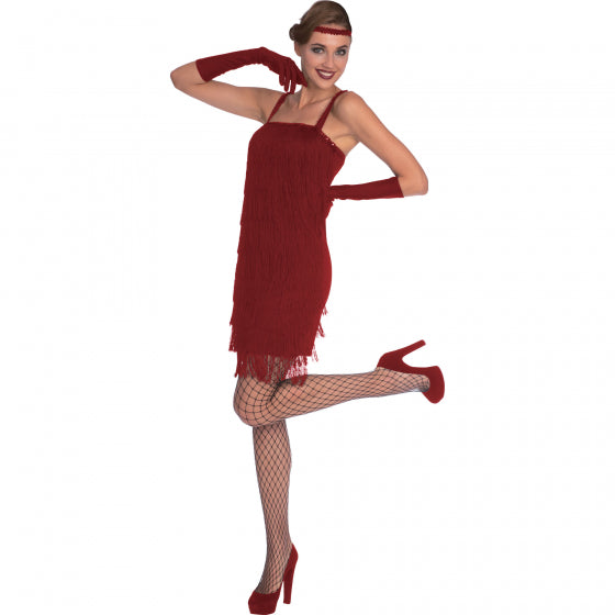 WOMENS RED FLAPPER COSTUME DRESS (SIZE XLARGE)
