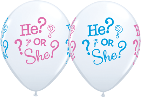He or She? Printed Latex Balloons (5pack)