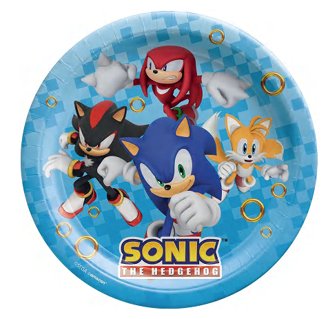 Sonic the hedgehog 9inch round plates - 8pack