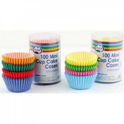 Mini Cup Cake Cases Coloured (30x20mm) Pack100x12