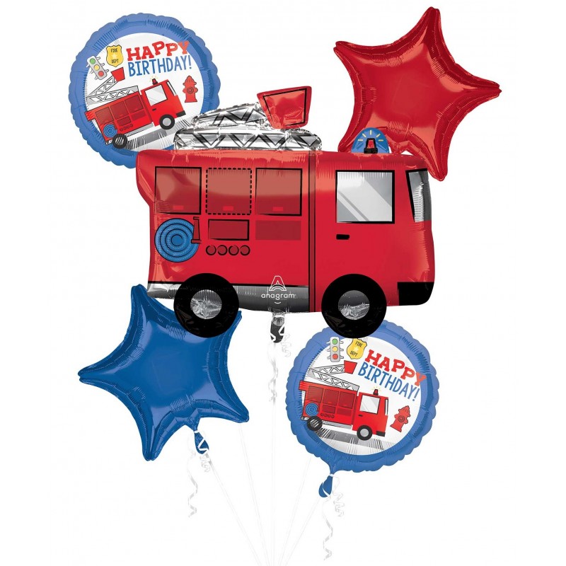 FIRE RESPONDERS BIRTHDAY FOIL BALLOON BOUQUET (5 PIECE)