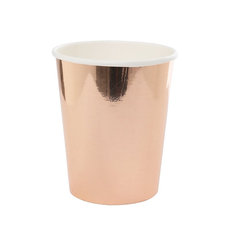 FS PAPER CUP METALLIC ROSE GOLD 260ML 10PK