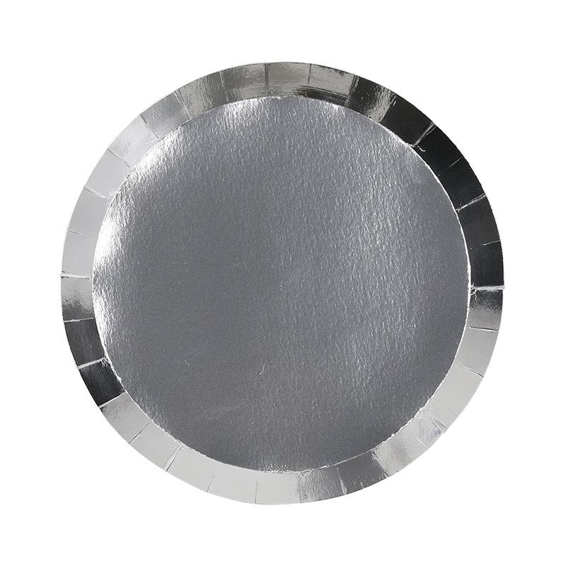 FS PAPER ROUND SNACK PLATE 7" METALLIC SILVER 10PK