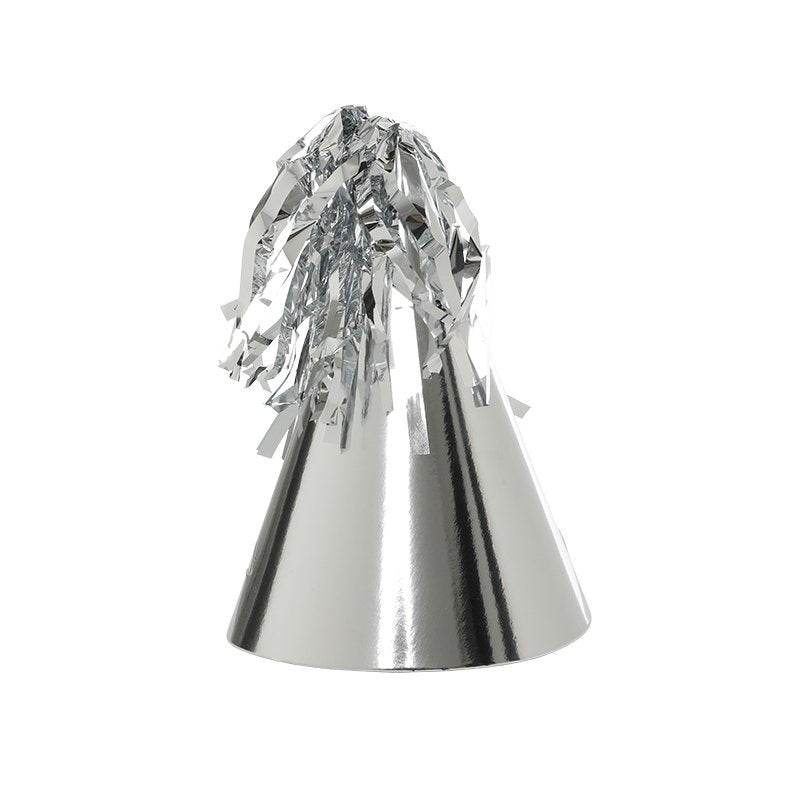 FS PARTY HAT WITH TASSEL TOPPER METALLIC SILVER 10PK