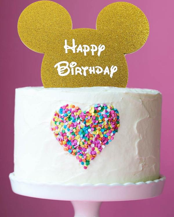 GLITTER PINK MICKEY EARS CAKE TOPPER