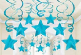 STAR SWIRL DECORATIONS PK30 - BLUE