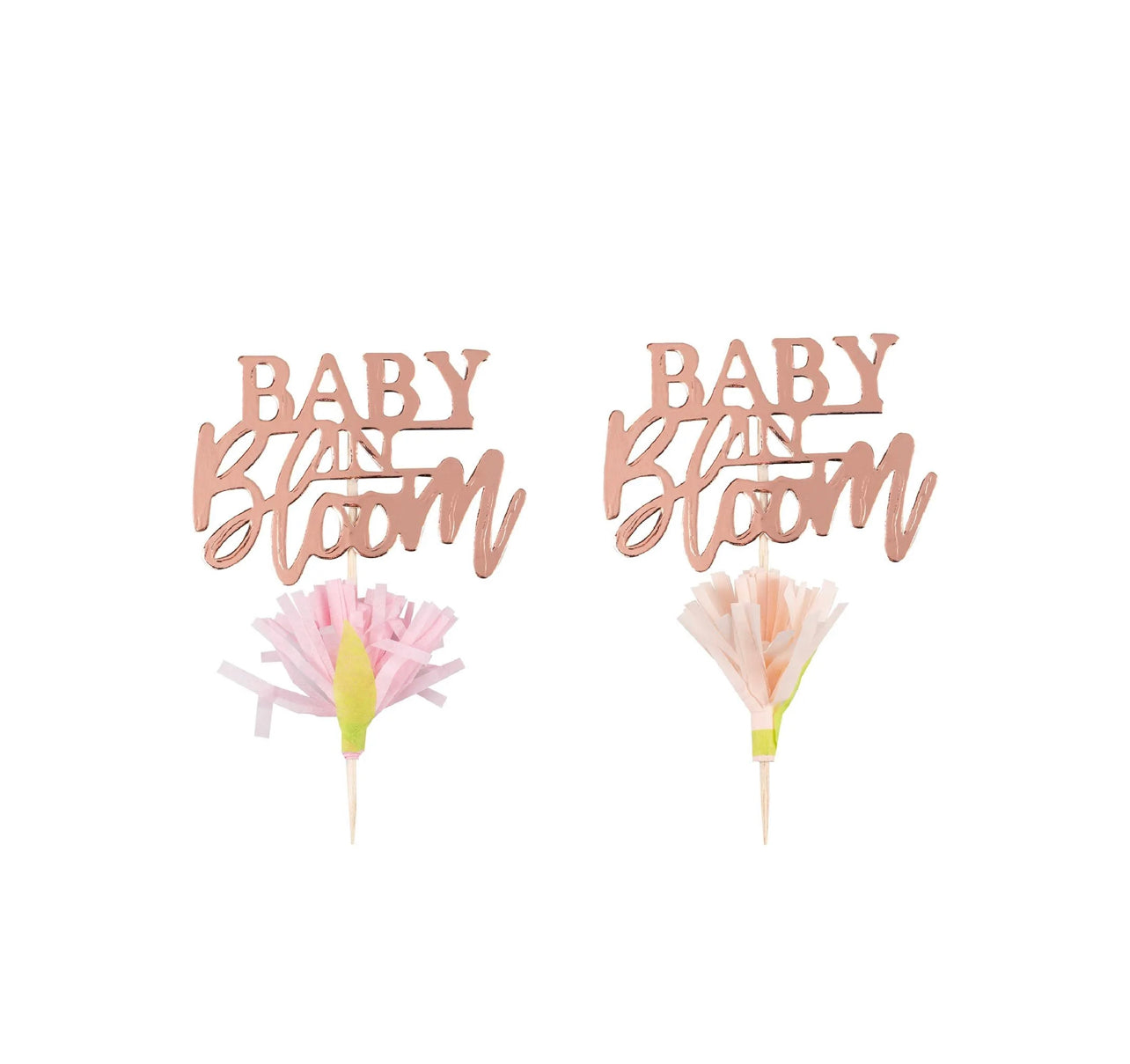 ROSE GOLD BABY IN BLOOM CUPCAKE TOPPERS