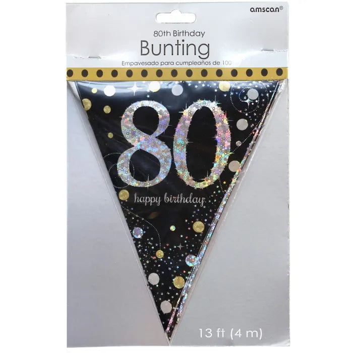 SPARKLING CELEBRATION 80TH BIRTHDAY FLAG BANNER