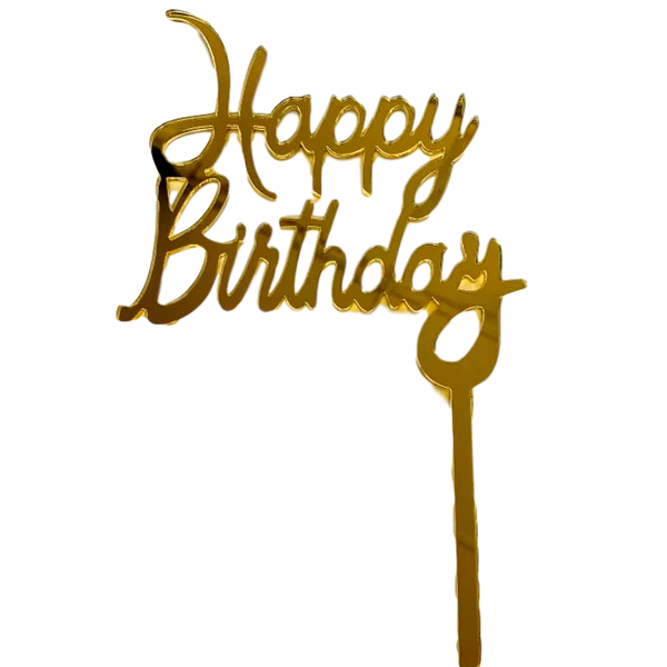 GOLD ACRYLIC HAPPY BIRTHDAY TOPPER