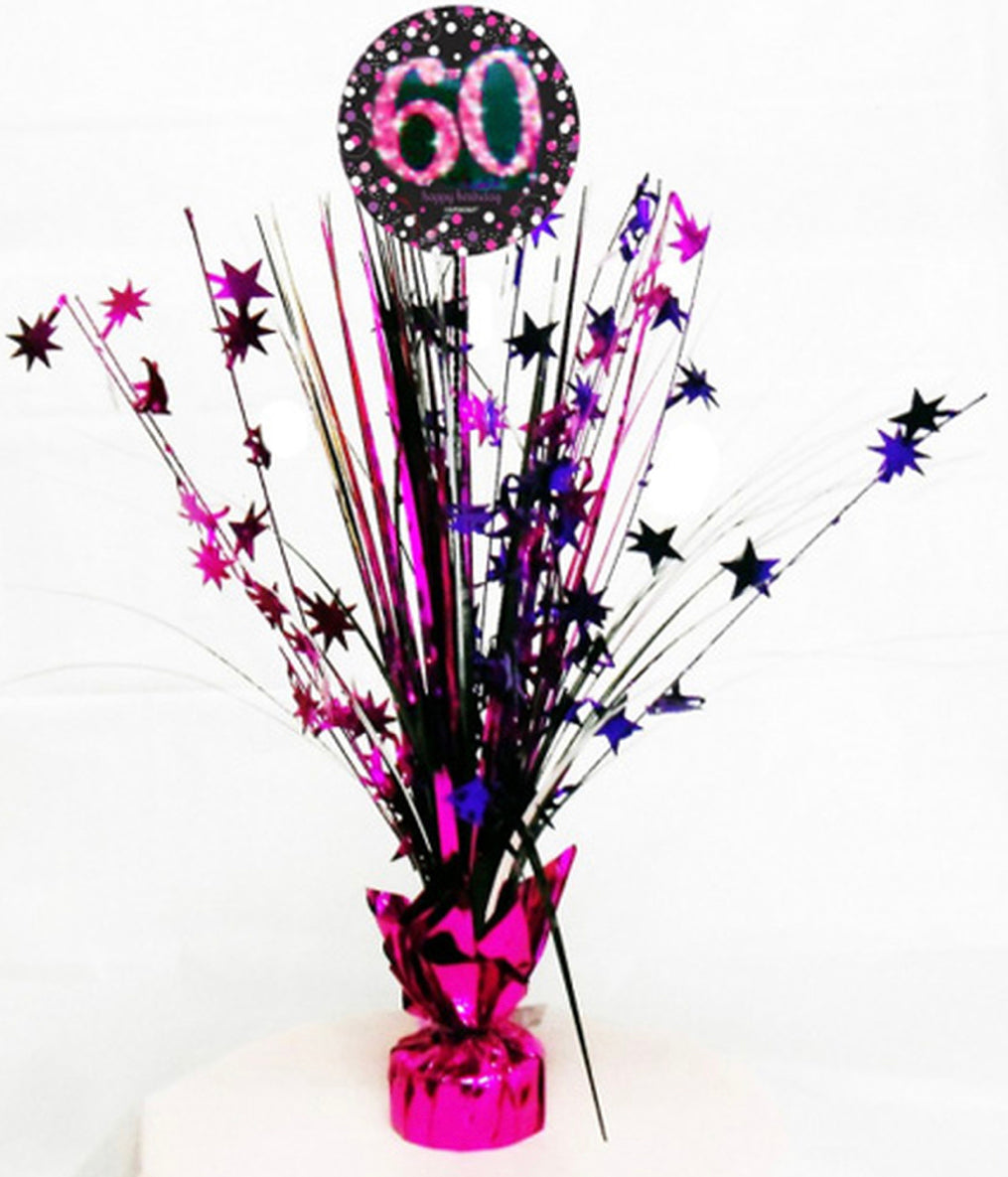 PINK 60TH BIRTHDAY FOIL SPRAY CENTREPIECE