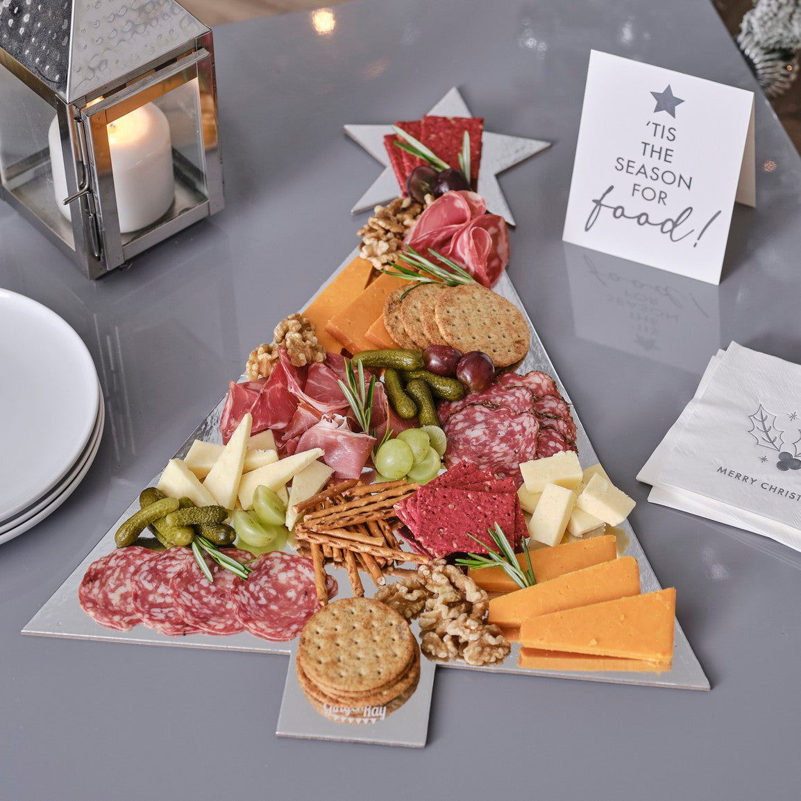 SILVER Christmas Tree SHAPED GRAZING BOARD