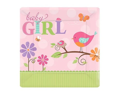 TWEET GIRL BABY SHOWER 10-INCH PAPER PLATES (8 CT)