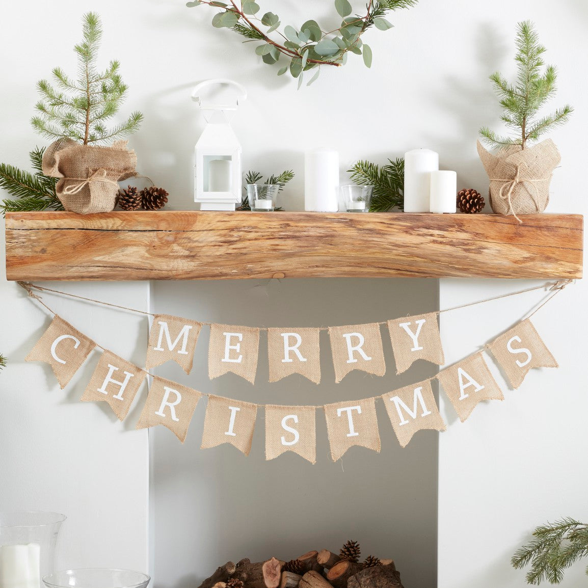 HESSIAN BURLAP MERRY CHRISTMAS BUNTING