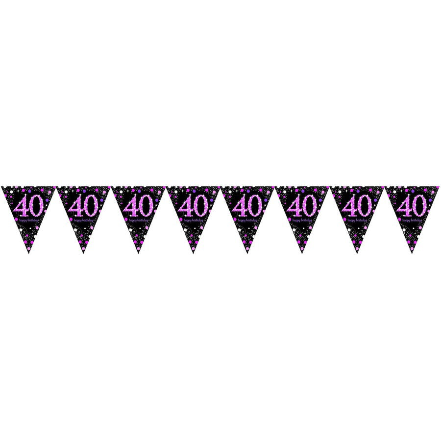 PINK CELEBRATION 40TH BIRTHDAY FLAG BANNER