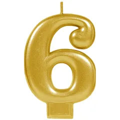 METALLIC GOLD NUMBER 6 CANDLE