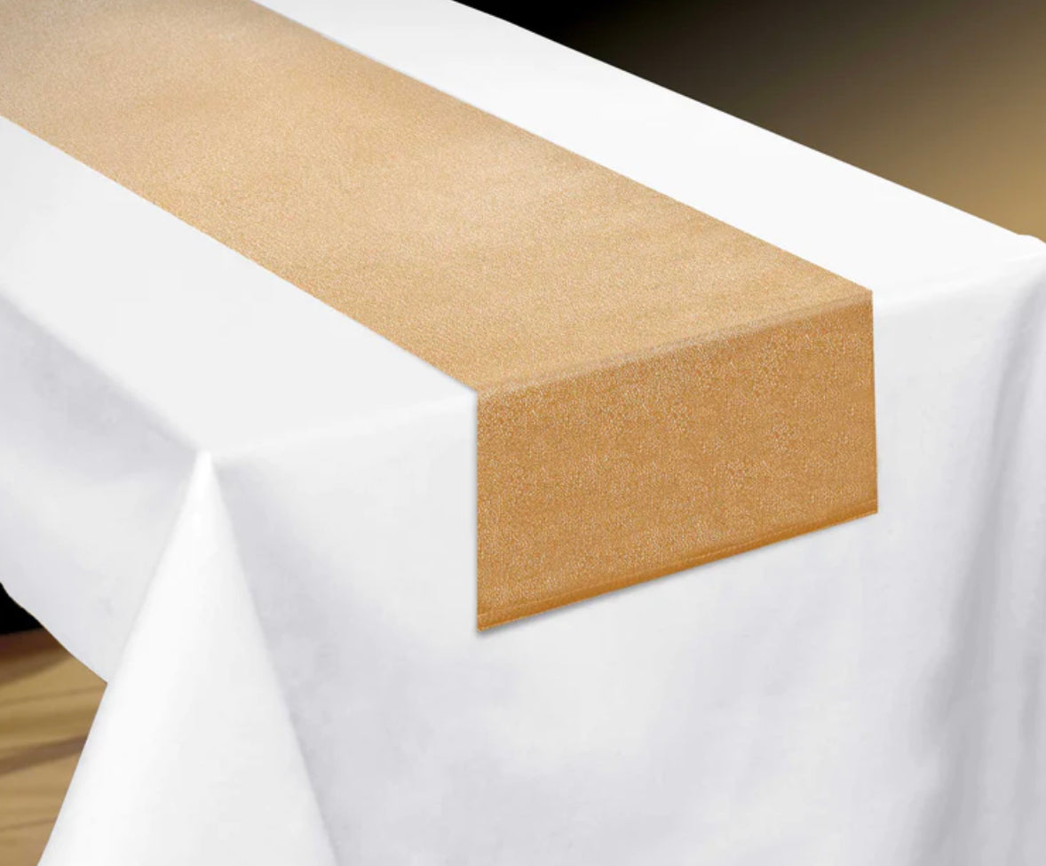 METALLIC GOLD FABRIC TABLE RUNNER