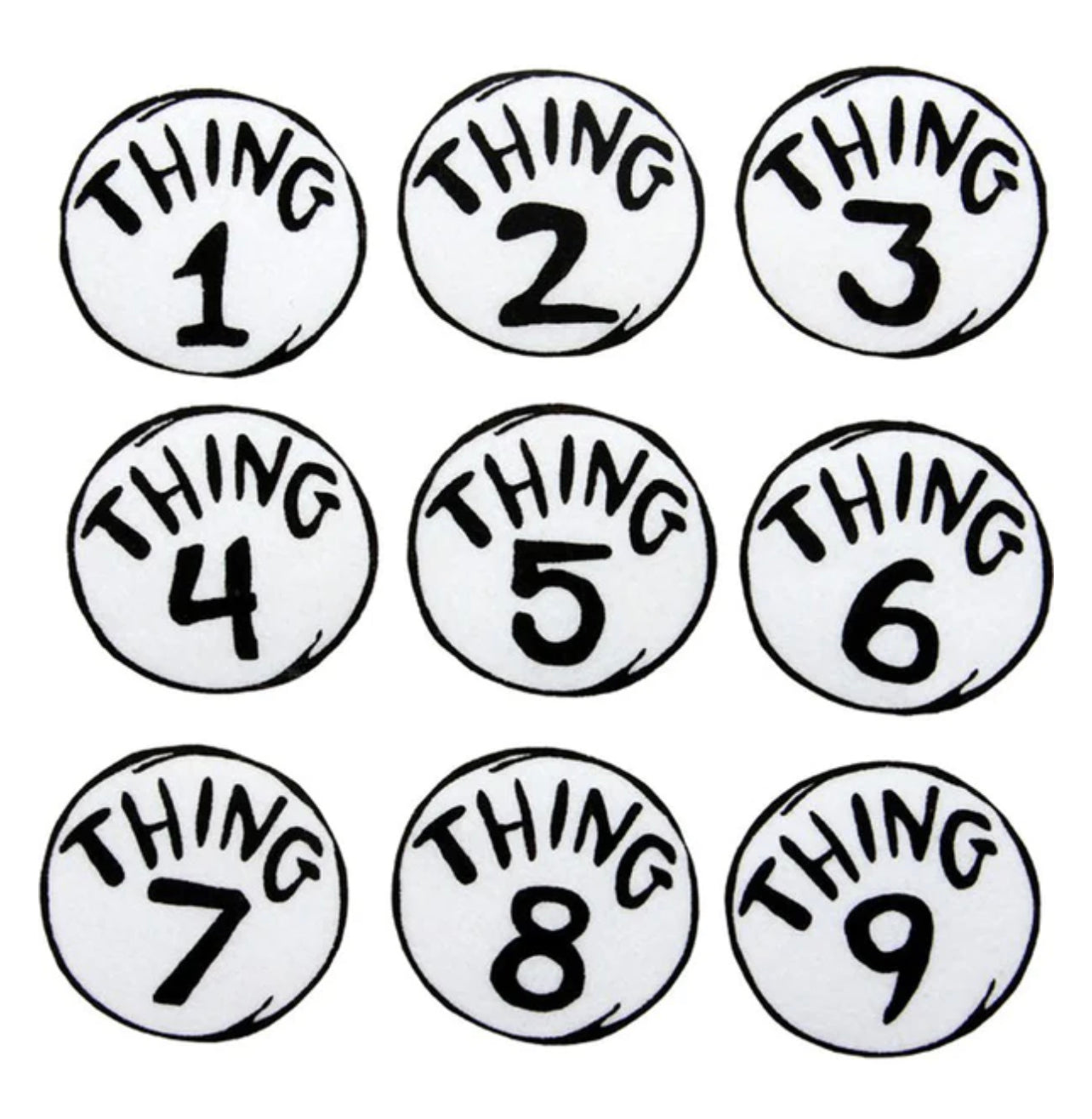 DR SEUSS THING 1-9 IRON ON PATCHES