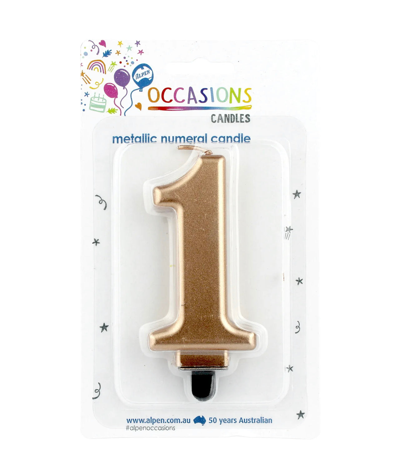 METALLIC ROSE GOLD NUMBER 1 CANDLE