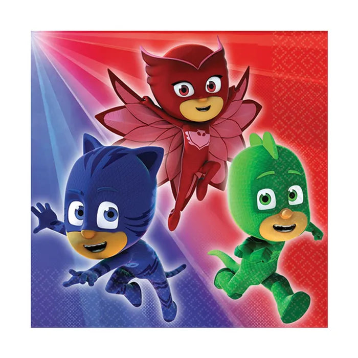 Pack of 16 PJ Masks small napkins.