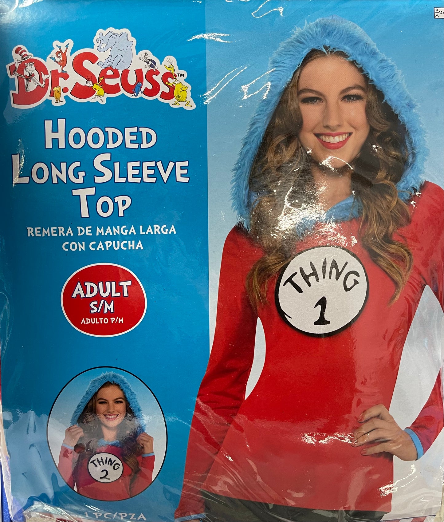DR SEUSS THING 1/2 ADULT HOODED LONG SLEEVE DRESS - SIZE S/M