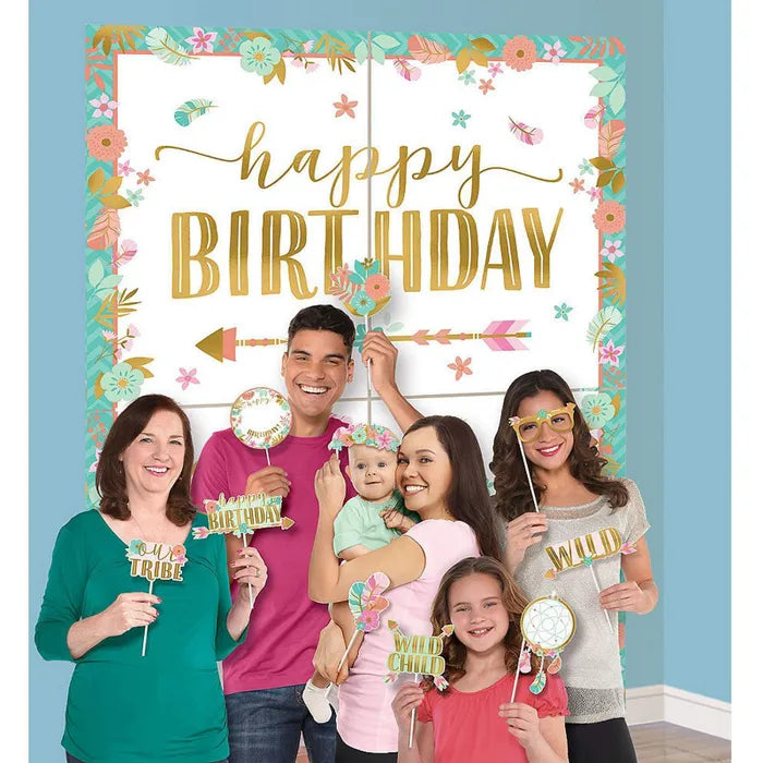 BOHO BIRTHDAY GIRL SCENE SETTER WITH PHOTO PROPS