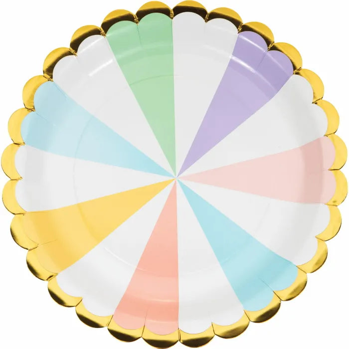 PASTEL CELEBRATIONS LARGE PAPER PLATES (PACK OF 8)