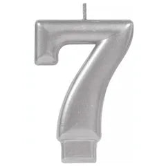 METALLIC SILVER NUMBER 7 CANDLE