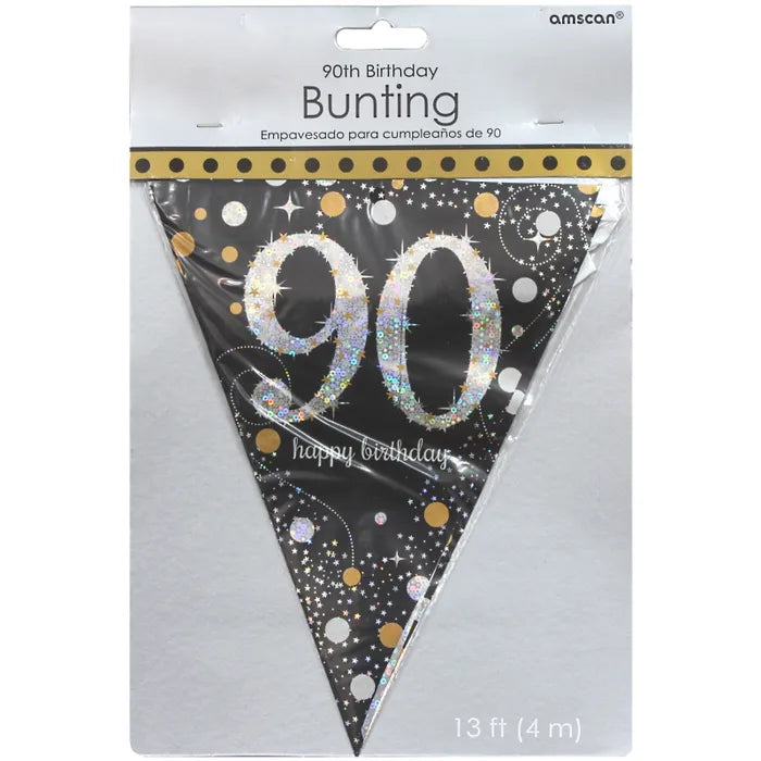 SPARKLING CELEBRATION 90TH BIRTHDAY FLAG BANNER