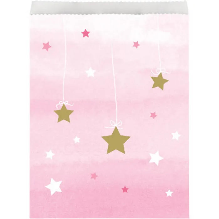 ONE LITTLE STAR PINK TREAT BAGS (PACK OF 10)