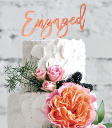 ENGAGED ROSE GOLD METAL CAKE TOPPER