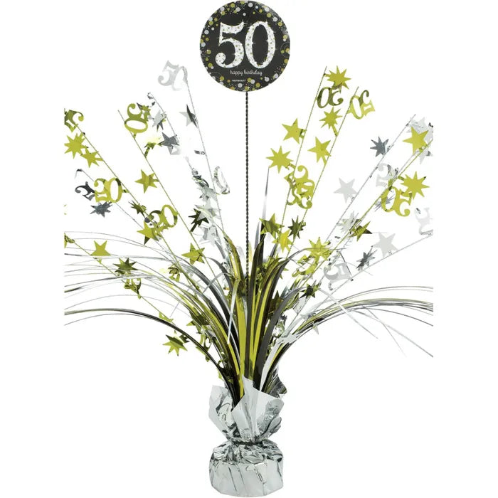 50TH BIRTHDAY FOIL SPRAY CENTREPIECE