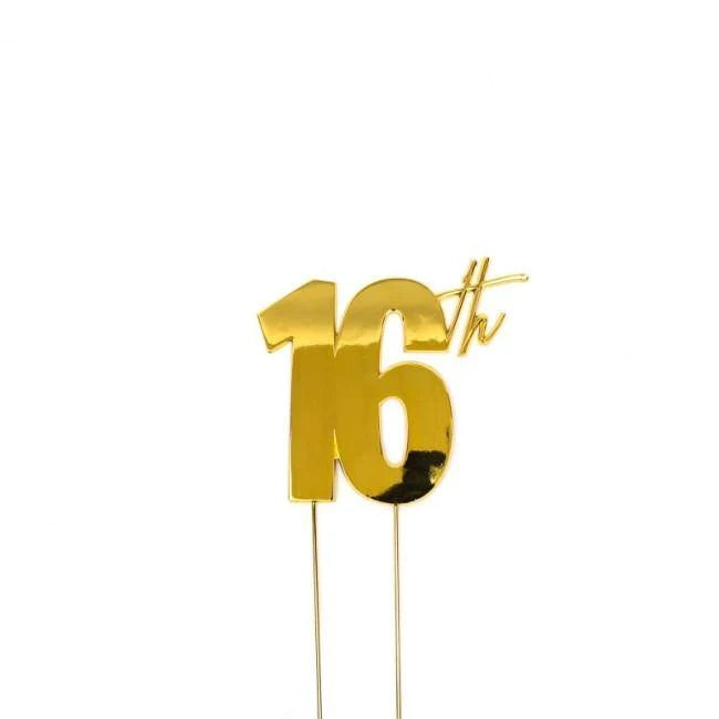 16TH GOLD CAKE TOPPER