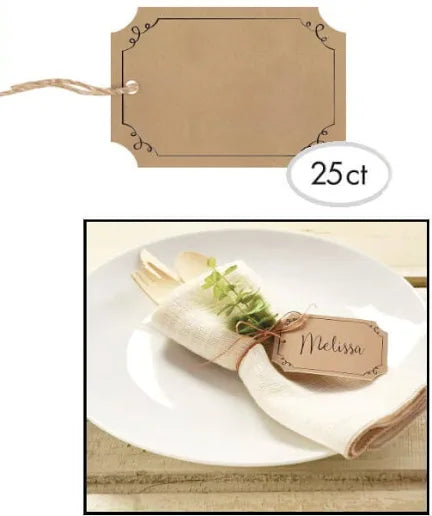 KRAFT TAGS WITH TWINE PK25