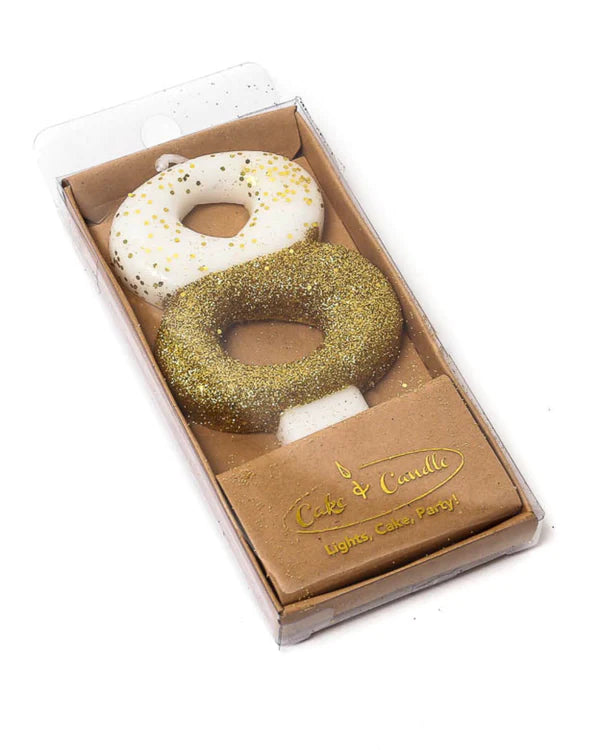 GOLD GLITTER DIPPED CANDLE NUMBER 8