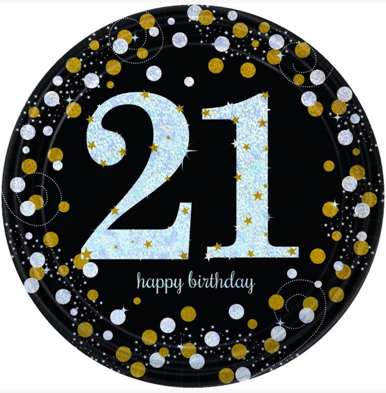 SPARKLING CELEBRATION 21ST BIRTHDAY LARGE PAPER PLATES (PACK OF 8)
