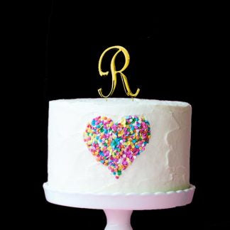 GOLD LETTER R CAKE TOPPER